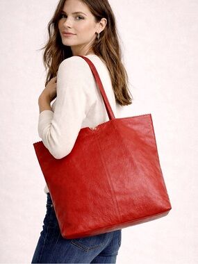 Latico Red Buttery Soft Leather Tote | Full-Grain Artisan Handcrafted Bag ❤️